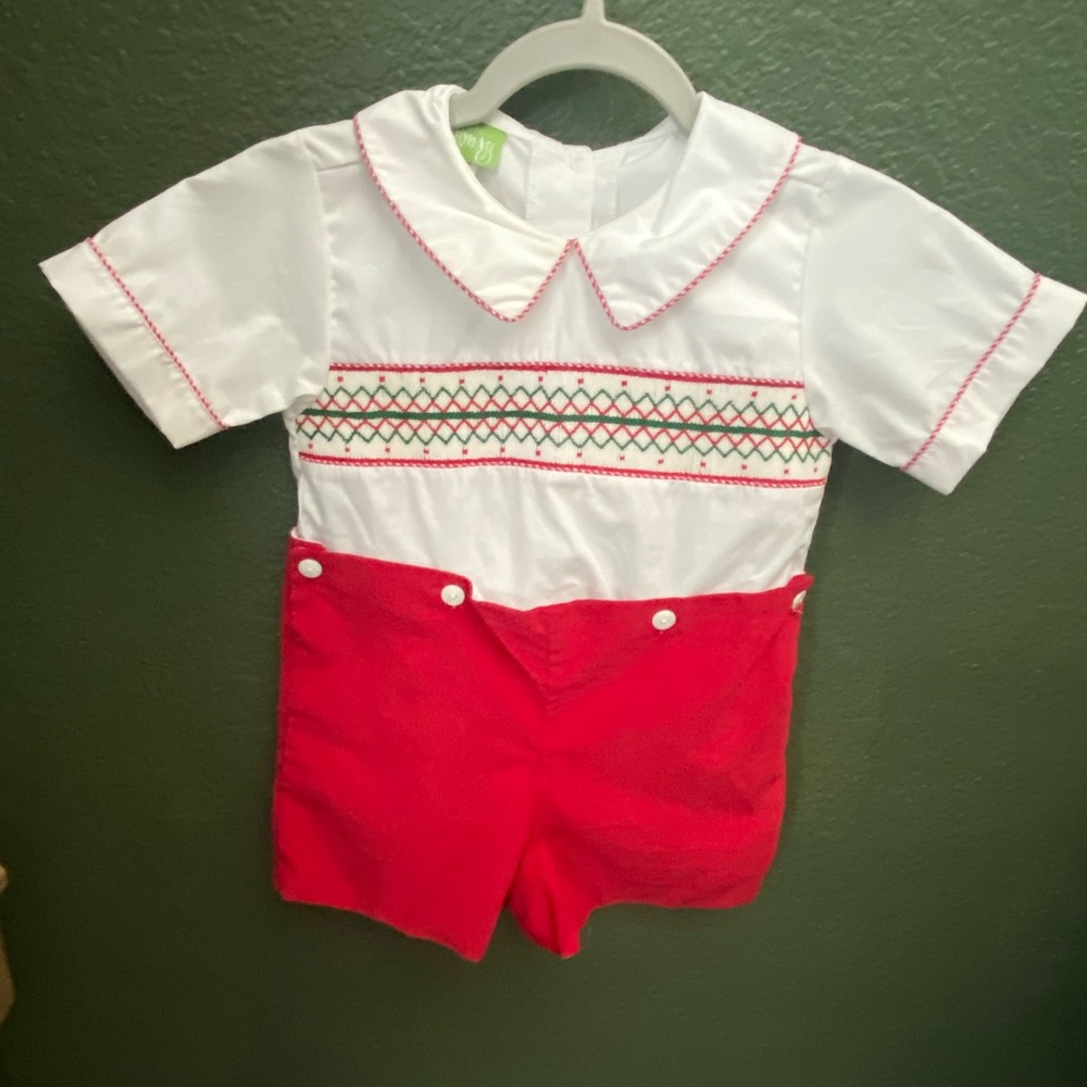 Christmas Button-on Short Jon Jon - size 24mos